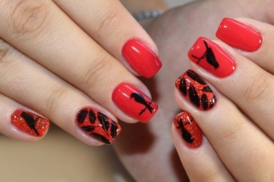 Black Sparrow Red Nail Ideas